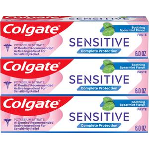 Colgate Sensitive Toothpaste, Complete Protection, Mint - 6 Ounce (Pack of 3)