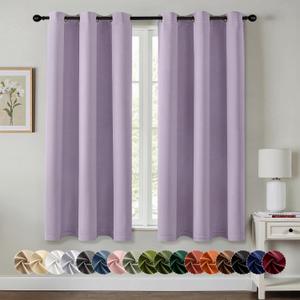 MIULEE Lilac Blackout Curtains for Bedroom Living Room 63 Inches Long 2 Panels, Thermal Insulated Room Darkening Drapes Grommet Noise Reducing Light Blocking Window Treatments 40x63 Inch