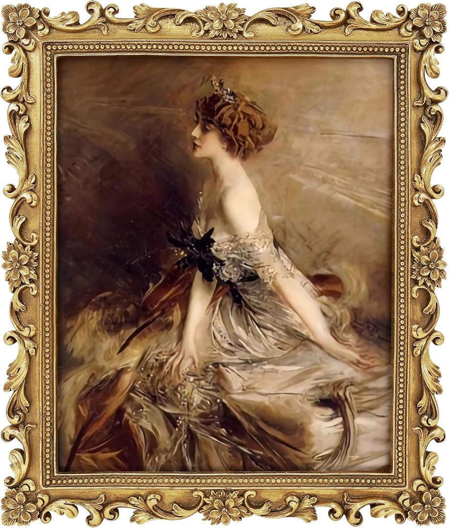 Gold 8x10 Picture Frame Vintage Antique Baroque for Wall or Tabletop Display, Ornate Gothic Victorian Frames Matted to 5x7 Photo