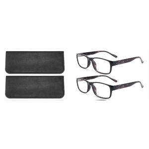 BLS BLUES Reading Glasses for Women/Men Blue Light Blocking, Fashion Readers Anti Eye Strain/Migraine Eyeglasses 2 Packs/Case, +1.25