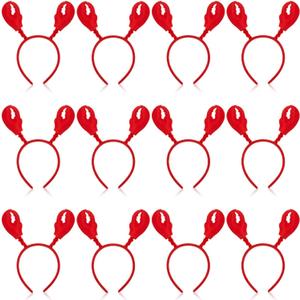Crowye 12 Pcs Lobster Crab Headbands Red Claws Headwear Adults Ocean Costume Hats for Halloween Cosplay Summer Lobster Party