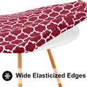 Smiry Round Picnic Tablecloth, Waterproof Elastic Fitted Table Covers for 45" - 56" Tables, Wipeable Flannel Backed Vinyl Tablecloths for Camping, Indoor, Outdoor, Wine Red & White