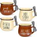 Patelai 4 Pcs Farmhouse Coffee Cups Mini Espresso Cups 5 oz Cute Mugs Set with Handle for Coffee Bar Decoration Holiday Party Gift