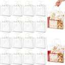 Ohuimrt 20 PCS Clear Plastic Gift Bags with Handles, Reusable Party Favor Bags with Ribbon Transparent Gift Wrap Bags Bulk for Weddings Birthdays, 9.84 x 9.84 x 3.54 Inches