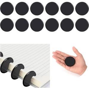 12-Piece 2-Inch Discbound Expansion Discs and Binder Rings - Large Black Plastic Book Binding Discs for DIY Notebooks and Scrapbooking Supplies