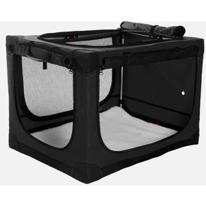 Veraste 30 Inch Collapsible Travel Dog Crate for Medium Large Dogs, Portable Dog Crate 4-Door Foldable Soft Kennel with Durable Mesh Windows for Indoor & Outdoor Travel, with Storage Bag,Black