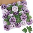 AmyHomie 25pcs Real Looking Artificial Pale Lavender Roses w/Stem for DIY Wedding Bouquets Centerpieces Arrangements Party Baby Shower Valentines Day Christmas Tree Decorations