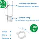 Tomato Support Hooks with String 20 Pcs,100 Pcs Plant Support Clips for Climbing Plants,Tomato Trellis Roller Hooks with 49.2FT String,Reusable Grape Vine Clips to Prevent Tomatoes