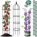 2 Pack Garden Obelisk Trellis for Climbing Plants Outdoor - Extra Tall 6.7ft Sturdy Steel Core Plastic Coated Tower Trellis for Potted Plants Indoor - Plant Support for Vines Flowers Rose Vegetables