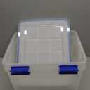 IRIS USA WeatherPro 16 Qt Storage Bins with Lids, 3 Pack, BPA-Free Plastic Gasket Box with Tight Latch and Seal, Stackable Nestable Tote Tub - Clear/Blue