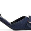 Women's Kitten Heel Pointed Closed Toe Slingback Pumps Comfort Low Heel Slip On Metal Buckle Pumps Fashion Wedding Prom Dressy Sandal Pumps for Women Dark Blue Denim Size 9