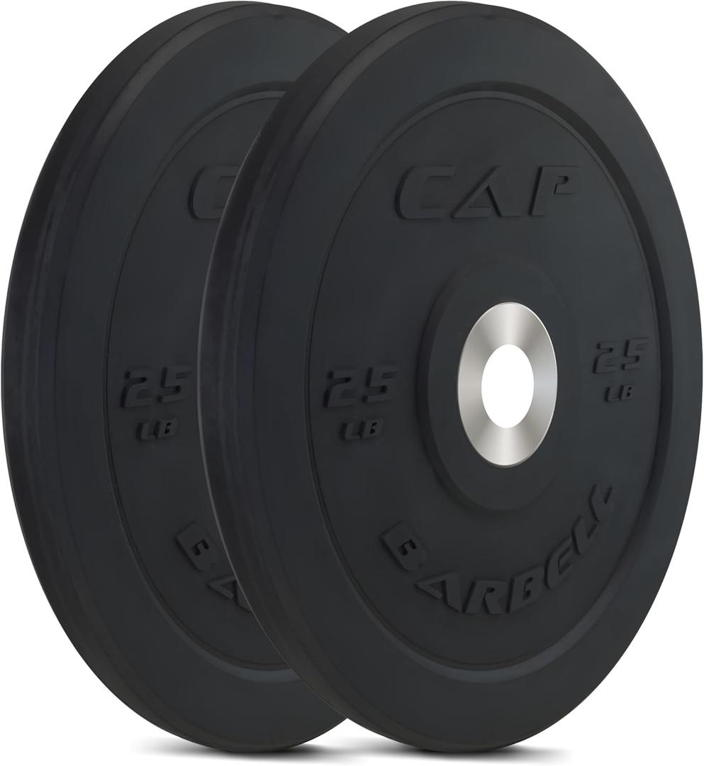 CAP Barbell PRO Olympic Bumper Plate Set, Black, 25 lb Pair