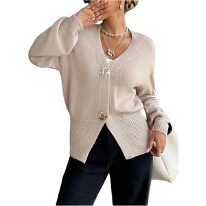 SOLY HUX Women's Fall Cardigan Sweater V Neck Long Sleeve Button Up Casual Knit Tops Size Medium