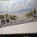 Window Beach Wall Art Prints Large tropical Seascape Picture Coastal Ocean Landscape Canvas Bedroom Blue Ocean Artwork Relaxing Living Room Sea Scene Painting Horizontal Summer Seascape Decor 48 x 24