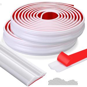 32.8ft x 2.36 Inch Flexible Peel and Stick Molding Trim for Wall, Baseboard, Backsplash, Tile Edge, Chair Rail, Mirror-self Adhesive Trim for Bathroom Wall Door Floor Corner Window, White
