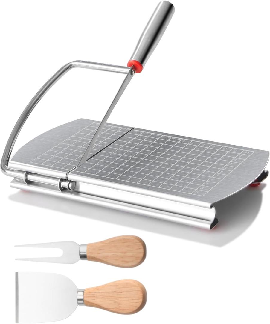 Cheese Slicer with 2 PCS Knife, Multipurpose Cheese Cutter Stainless Steel Cheese Slicers with 2 PCS Cheese Knives Set