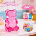 2Pcs Gummy Bear Squishy, Stress Bear Taba Squishy Toys, Color Maltose Filled Squishy Stress Balls Relief Squeeze Toys, Sensory Fidget Toys for Kids Adults, Valentines Day Birthday Gifts Party Favors