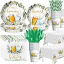 A Baby is Brewing Baby Shower Decorations Tableware, Beer And Bottle Table Decorations Supplies, Disposable Paper Plate, Napkin, Cup, Tablecloth, Cutlery, Serves 24