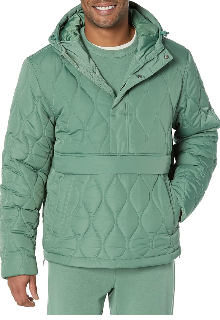 Men's Anorak Hooded Quarter-Zip Puffer Coat 2XL