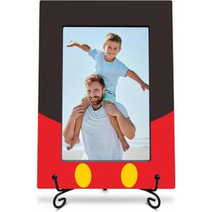 Black & Red Wooden Picture Frame With A Stand, 4x6 Cartoon Theme Vertical Photo Frame For Boy & Girls, Birthday Gifts, Home Decorations & Gifts-XK-A09