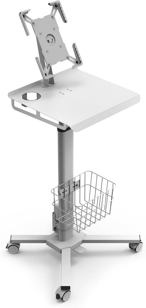Adjustable Rolling Medical Cart: Pneumatic Mobile Workstation with iPad Enclosure for 9.7-13" iPad and Tablet - Ideal for Hospital Dental Clinic Office