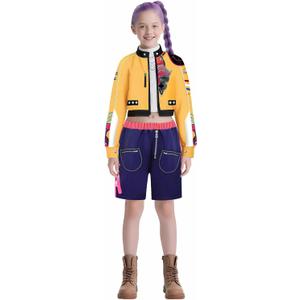 Girls Fashion Singer Outfit Youth Halloween Clothes Party (9-10 Years, Yellow)