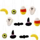 12 Pcs Halloween Felt Ornaments Happy Halloween Mini Tree Ornaments for Party Cute Felt Decorations for Indoor Outdoor Tree Decor Party Supplies