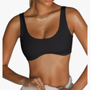 LASLULU Sexy Sports Bras for Women Scoop Neck Sleeveless Padded Bra Workout Yoga Crop Top L