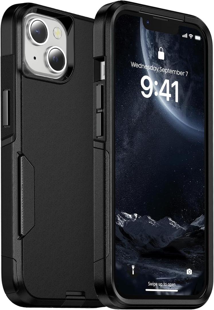 jaroco for iPhone 13 Case & iPhone 14 Case & iPhone 15 Case [Heavy Duty Protection][Compatible with MagSafe][Military Grade Drop Protection][Shockproof] with Non-Slip Removable Phone Cover 6.1''-Black