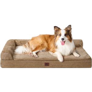 EHEYCIGA Orthopedic Dog Beds for Extra Large Dogs, Waterproof Memory Foam XL Dog Bed with Sides, Non-Slip Bottom and Egg-Crate Foam Big Pet Couch Bed with Washable Removable Cover, Camel