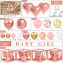 Floral Baby Shower Decorations for Girl, Baby Boxes with Letters/Photo Backdrop/Rose Gold and Pink Balloon Arch/Foil Balloons, Birthday Party Supplies Baby Girl Shower Decorations