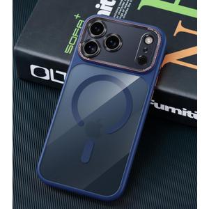 Magnetic for iPhone 17 Pro Max Case with Integrated Camera Protection, [Seamless Work with Magsafe] [Camera Control Button] Transparent Blue Hard PC Back + Soft TPU Bumper Phone Case 6.9", Navy Blue