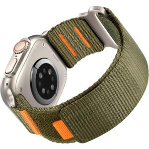 Nylon Band Compatible with Apple Watch Ultra 3/2/1 Band 49mm 46mm 45mm 44mm 42mm, Sport Loop Strap for iWatch Ultra Series 11/10/9/8/7/6/5/4/3/2/1 SE 3 2 1L, Army Green/Titanium