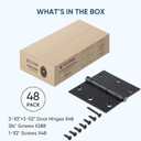 TICONN 48-Pack 3.5 Inch Door Hinges with Square Corner, 3-1/2 x 3-1/2 Inch Iron Bifold Residential Doors Hardware (Square Corner, Matte Black, 48 Pack)