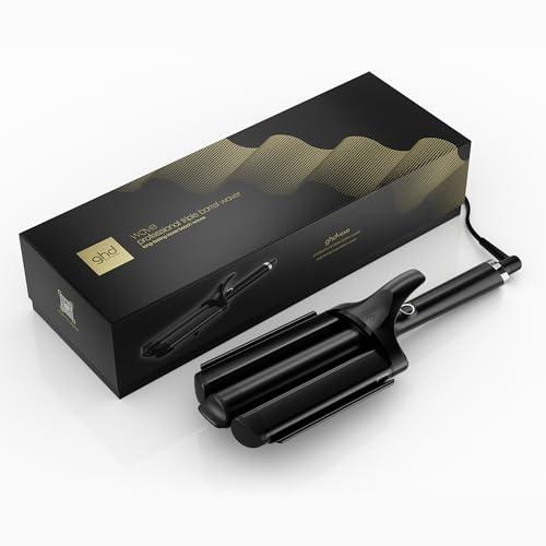 GHD Wave Triple Barrel Hair Waver, Black, Professional Ceramic Styling Tool for Beach Waves, 1.3 Inch Barrels, 365°F Temperature Control