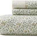 Laura Ashley - King Sheet Set, Breathable Percale Cotton Bedding with Deep Pockets, Chic Home Decor, Oeko-Tex Certified (Tierney Green, King)