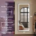 LED Full Length Mirror, 59" x 22" Oversized Rect Style Floor Standing, Hanging, Lighted Floor Mirror for Bedroom, Livingroom