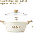 SENSARTE Ceramic Nonstick Stock Pot with Lid, 2.6/4.5/6.6/8.5/11 QT Soup Pot Casserole Pot, Non-toxic Healthy Pasta Pot, Large Cooking Pot Stew Pot, Induction Compatible, PFOA PFAS PTFE Free, White