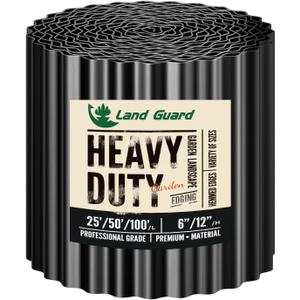 Land Guard Corrugated Garden Edging Border, 6" x 100' Landscape Paver Edging, Tall Landscape Edging, Fence for Garden, Flower Bed, Lawn and Landscape Edging (Glossy Black)