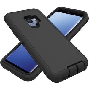 for Samsung Galaxy S9 Case, Heavy Duty Protective Case Dustproof Shockproof Drop Protection, 3 in 1 Rugged Cover for Samsung Galaxy S9 (Black, S9)