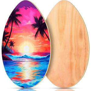 Soulchen Skimboard with High Gloss Clear Coat Wooden Skim Boards Beach Skimboards for Beginners, Teenagers, Adults and All Skimming, 35 Inch