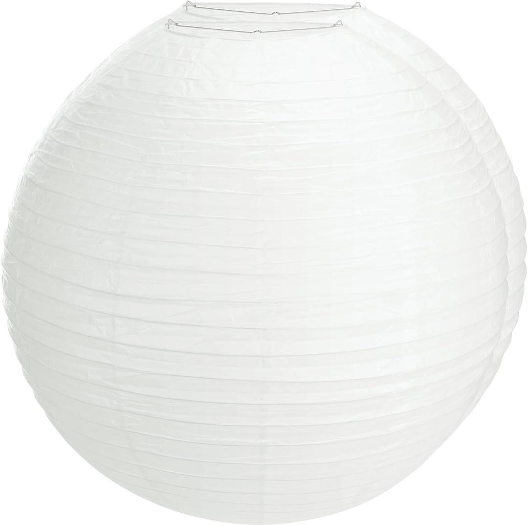 2 Pcs 30 Inch White Paper Lanterns Large Jumbo Round Lantern Lamp Hanging Ball Luminary for Wedding Party Bridal Shower Decoration Anniversary Birthday Classroom Home Ceiling Decorations