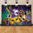Mardi Gras Decorations Backdrop Masquerade Party Decorations Carnival Backdrop 10x8ft Banner Colorful Mask Dress Up Party Photography Background Fiesta Birthday Photo Studio Props