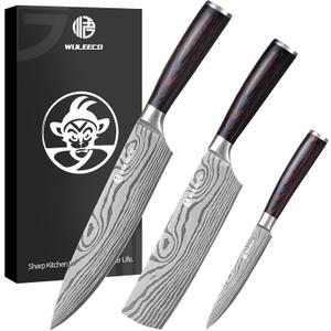 Knife Set Kitchen Knives - High Carbon Stainless Steel Professional Chef Knife Set of 3 - Razor Sharp Japanese Cooking Knife, Multipurpose Kitchen Knife with Wooden Handle, Premium Gift Box