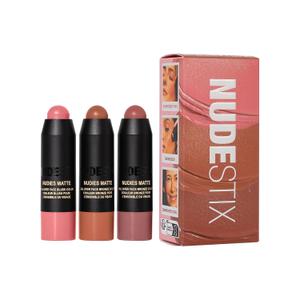 Nudestix Sunkissed Blush & Bronze 3-Piece Mini Kit Matte Cream Makeup Sticks for Cheeks, Eyes & Lips | Includes Sunkissed Shade, Travel-Friendly & Vegan | Limited Edition Glow Set