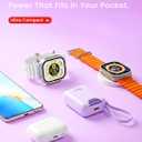 M1 Mini Portable Charger, 10000mAh Ultra-Compact Power Bank, 22.5W PD Fast Charging, Tpye-C Built-in Cable, Small External Battery Pack for iPhone, Samsung, Android iPad (Purple)