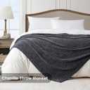BOURINA Chenille Throw Blanket for Couch Sofa Chair Bed Home Decoration, Soft Warm Cozy Blanket for All Season50" x 60", Grey