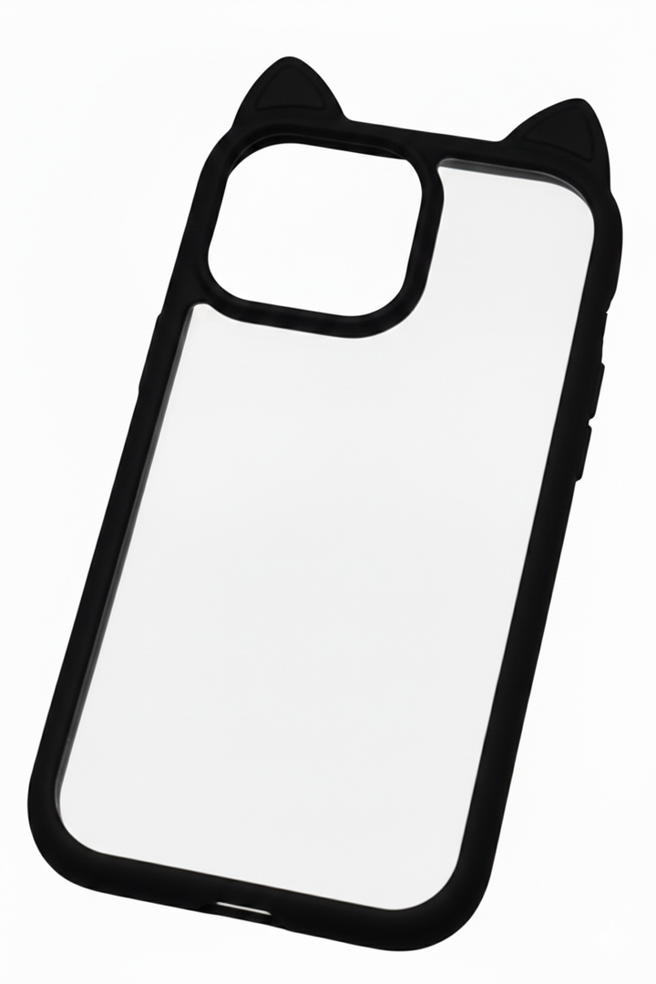 iPhone 16 Pro Max Case Cute 3D Bow for Women Girls, Kawii Cat Ear Kitty Design Soft Silicone and Clear Hard Shockproof Black Phone Case for iPhone 16 Pro Max 6.9inch