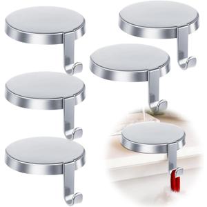 WYTAOHZL 6 Pack Christmas Stocking Holder Round Mantle Stocking Holders with Non-Slip Bases Metal Hanging Hooks for Christmas Fireplace Stand DIY Decoration,Silver
