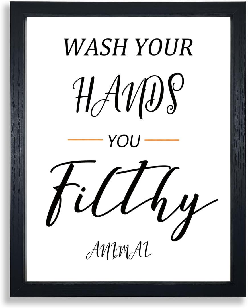 Sorbrozo Funny Bathroom Wall Art Decorative Statement Toilet Sign Toilet Decoration Small Black Frame Canvas Art For Kids Toilet 11x14 in